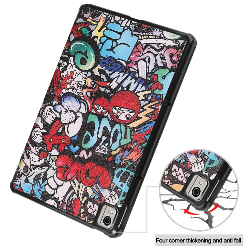 Nokia T21 Trifold Stand Sleep Wake Tablet Cover Case - Graffiti