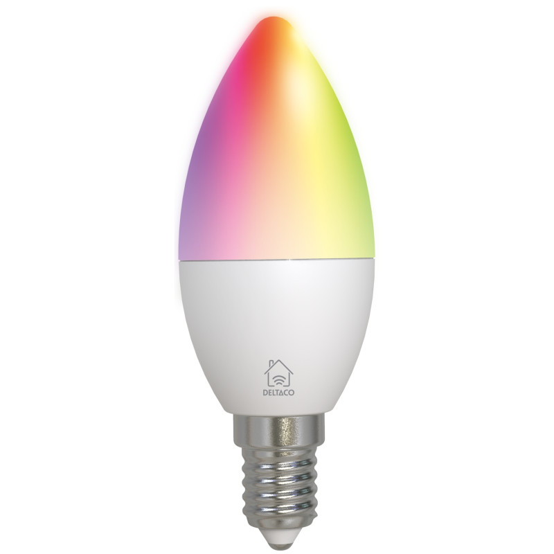 DELTACO Smart LED lampe, E14, RGB, WiFi, 4.9W