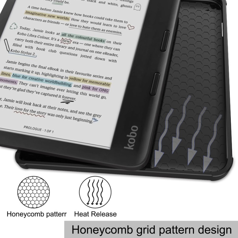 For Kobo Libra Colour Etui PU Læder + TPU E - Reader Cover - Sort