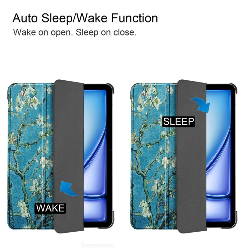iPad Air 11 (2024) Kotelo Auto Herää / Nuku Kolminkertainen Taittojalusta Tabletin Suoja - Blossom