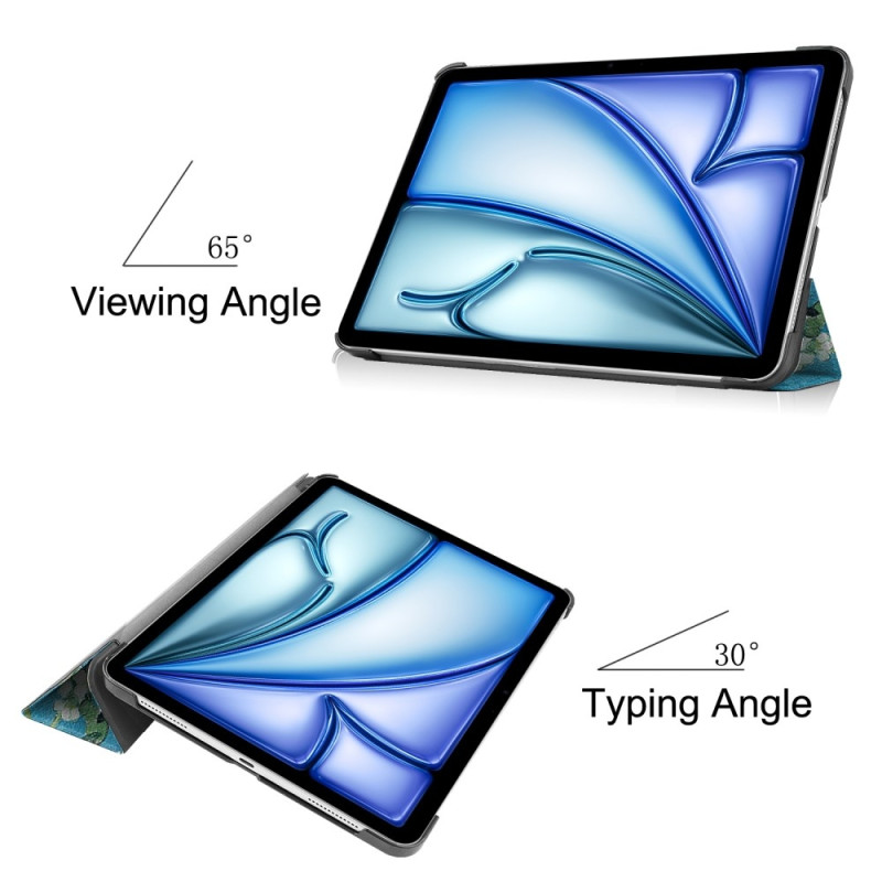 iPad Air 11 (2024) Kotelo Auto Herää / Nuku Kolminkertainen Taittojalusta Tabletin Suoja - Blossom