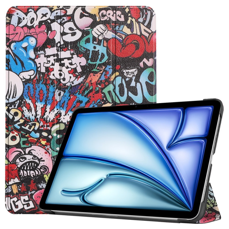 For iPad Air 11 (2024) Case Tri - fold Stand Tablet Cover - Graffiti