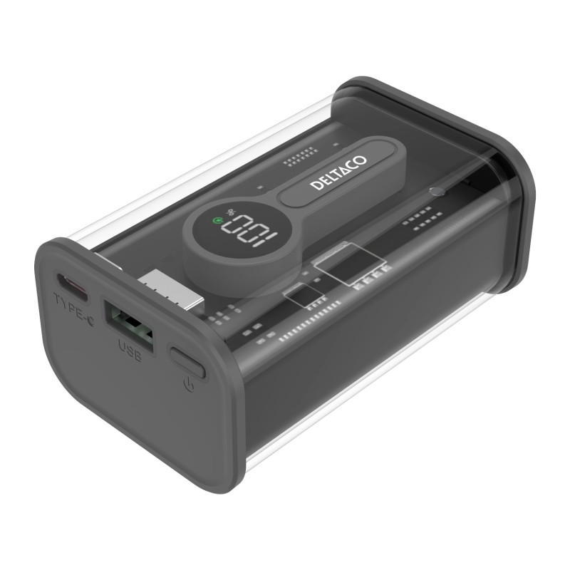 Deltaco Transparent power bank with fast charging 10,000 mAh