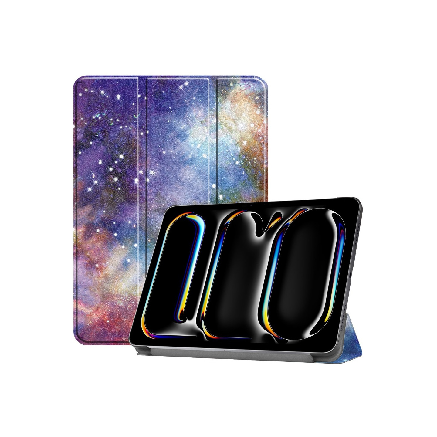For iPad Pro 11 (2024) Case Tri - fold Stand Tablet Cover - Galaxy