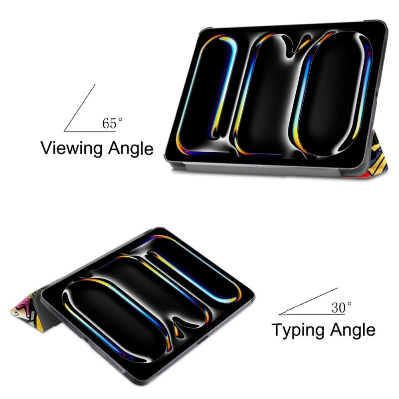 For iPad Pro 11 (2024) Case Tri - fold Stand Tablet Cover - Graffiti