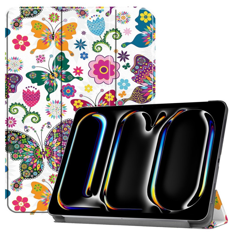 For iPad Pro 11 (2024) Case Tri - fold Stand Tablet Cover - Butterflies