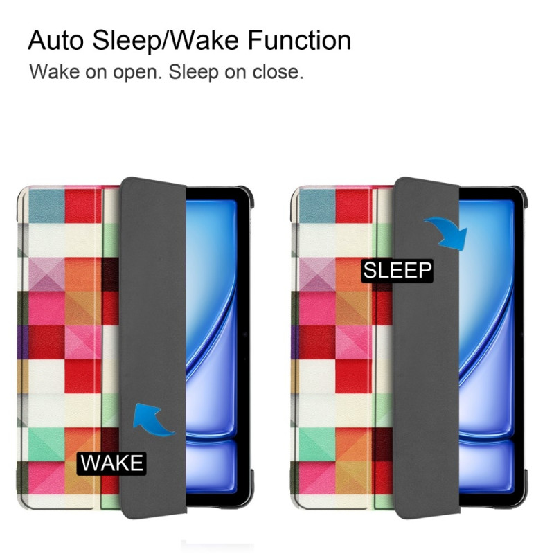 For iPad Air 11 (2024) Case Tri - fold Stand Tablet Cover - Triangle Grid