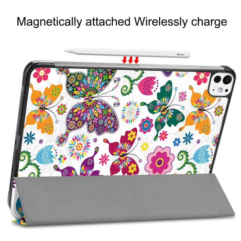 For iPad Pro 11 (2024) Case Tri - fold Stand Tablet Cover - Butterflies