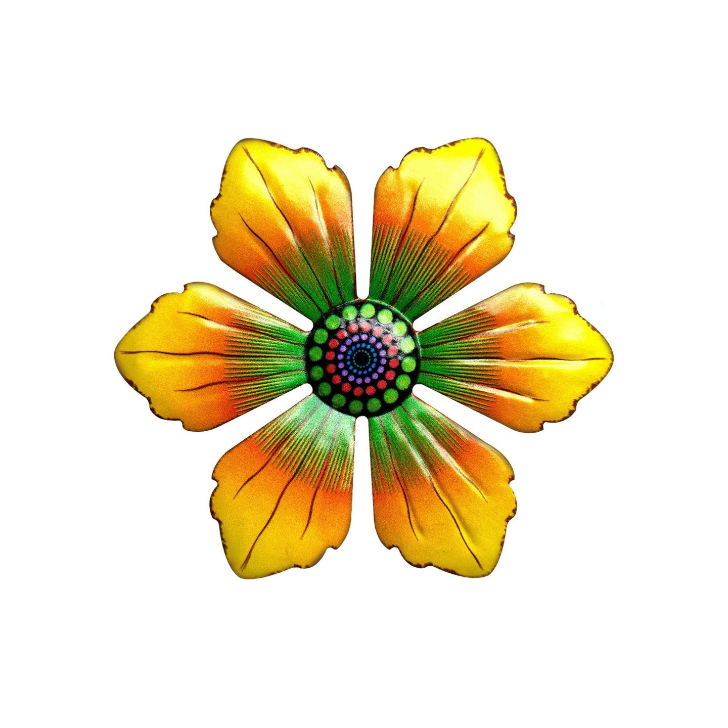 Kukka metallinen seinäkoristelu Puutarhakoriste 15x15x0,8cm - Keltainen