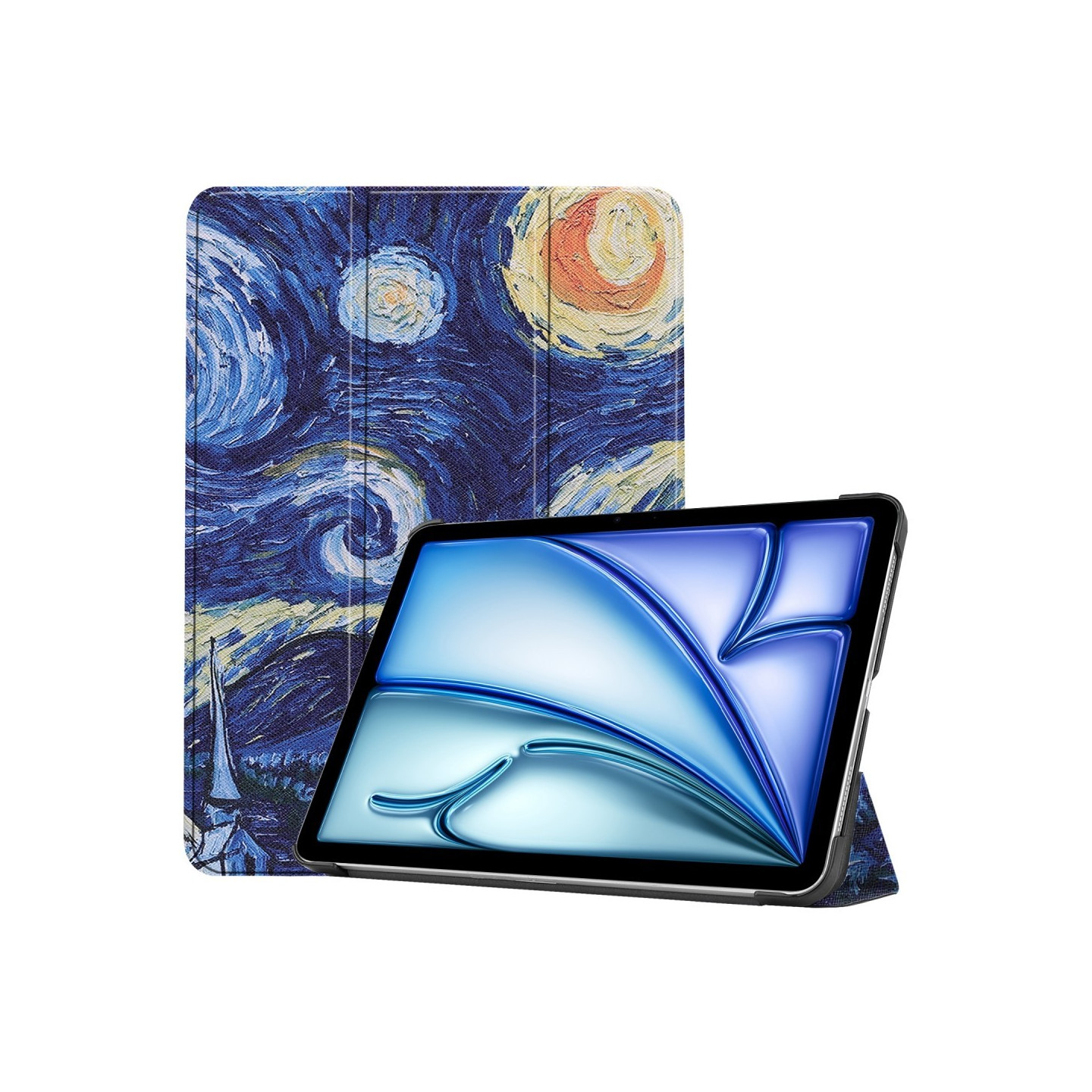 For iPad Air 11 (2024) Case Tri - fold Stand Tablet Cover - Painting