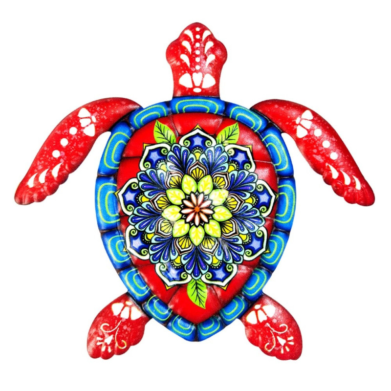 Turtle Iron Wall Decal Garden Ornament 21.5x20cm - Red