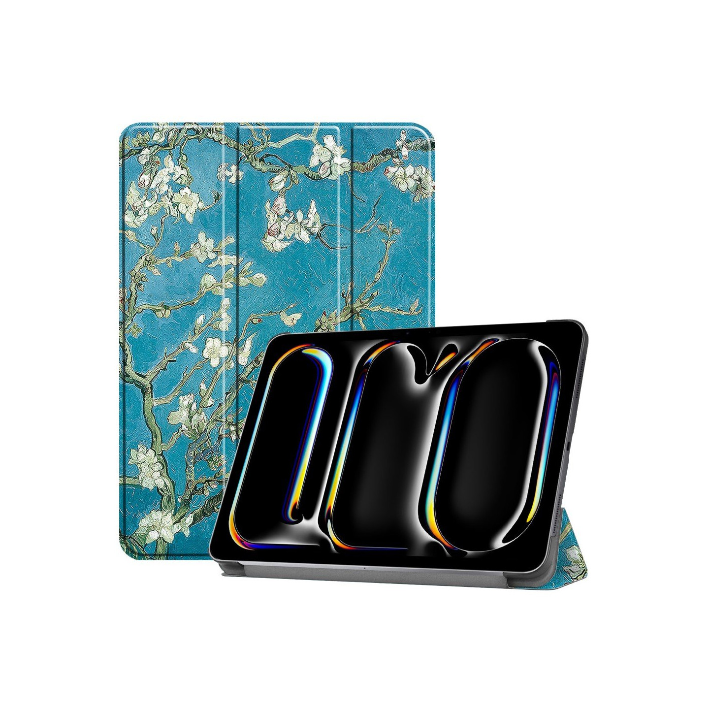 For iPad Pro 11 (2024) Case Tri - fold Stand Tablet Cover - Blossom