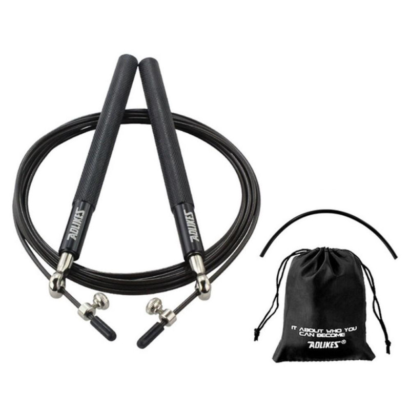 Treningshopptau Justerbar Lengde Ståltråd Vektet - Svart