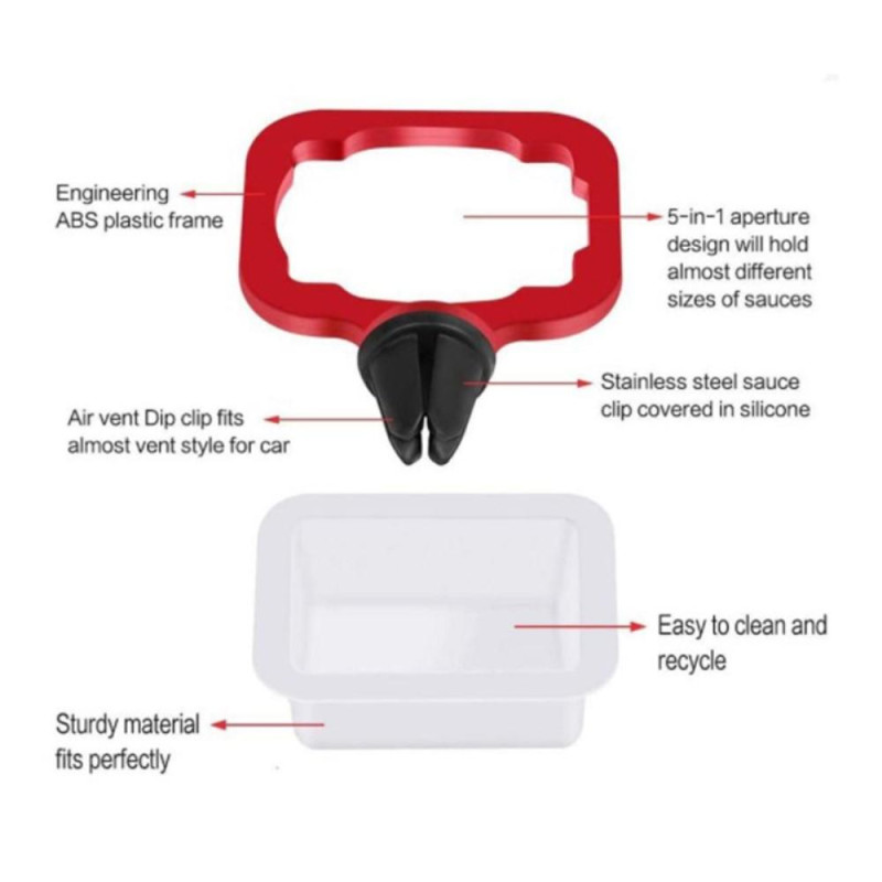 Car Sauce Holder Air Vent Sauce Holder Removable Dipping Sauces Container - Punainen