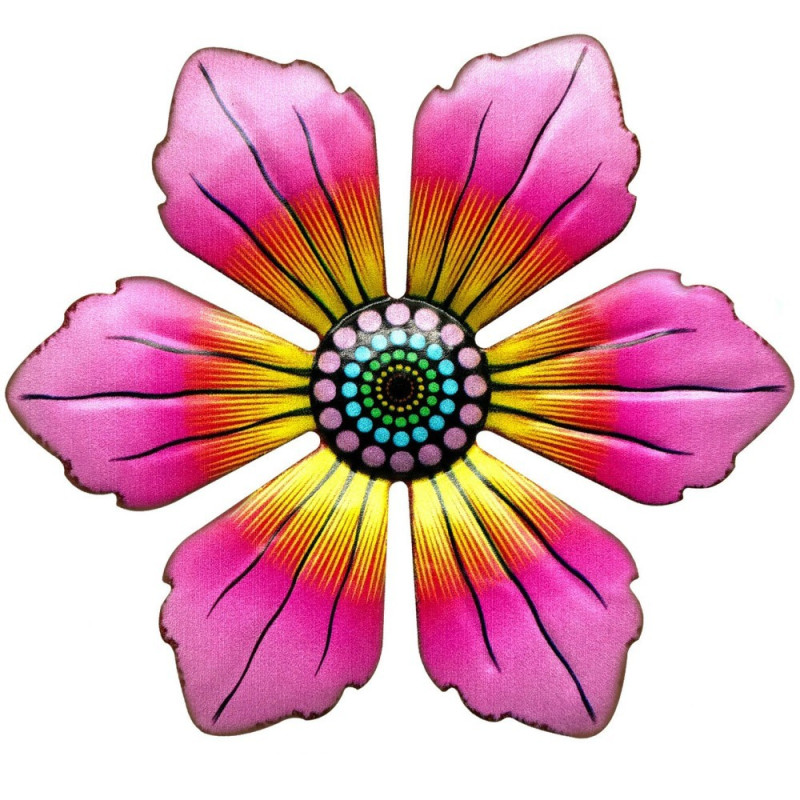 Blomst Metall Veggklistremerke Hagepynt 15x15x0,8cm - Rød