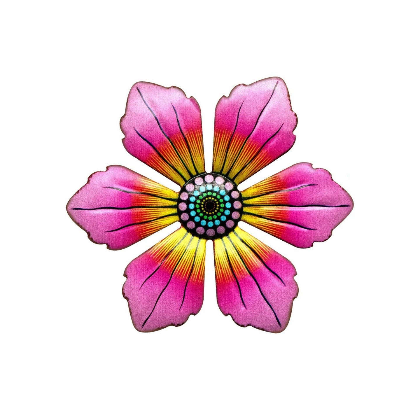 Blomster Metal Vægdekor Have Ornament 15x15x0,8cm - RØD