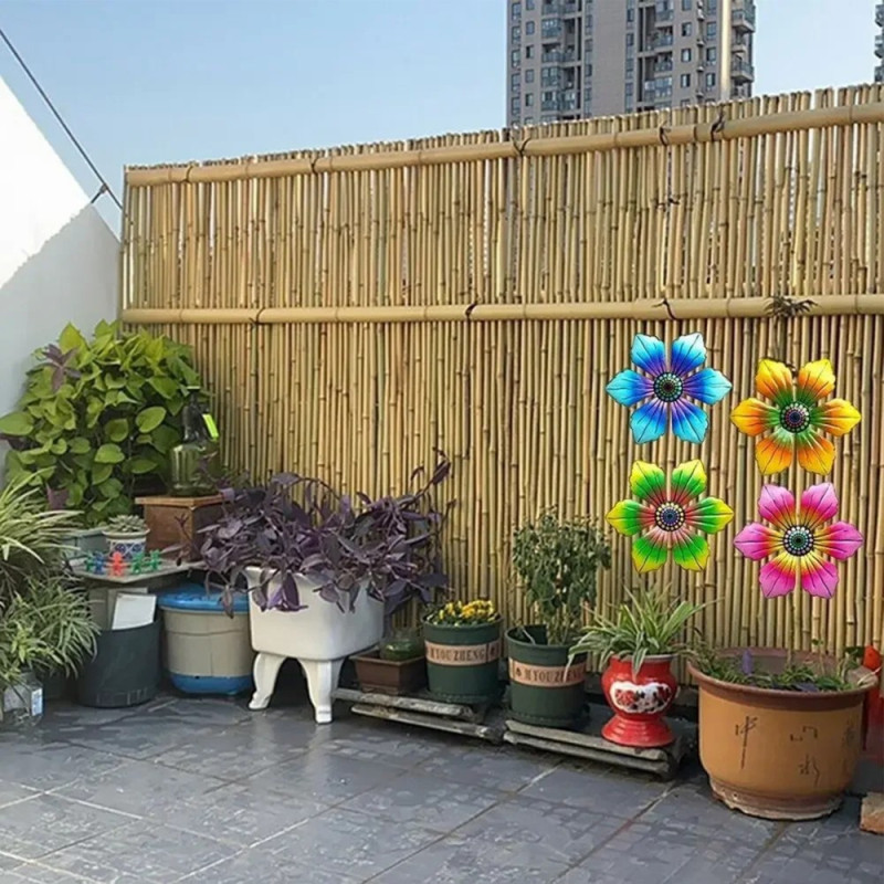 Blomst Metall Veggklistremerke Hagepynt 15x15x0,8cm - Rød