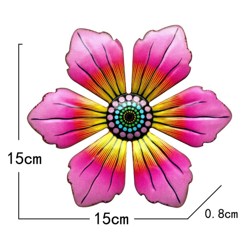 Blomster Metal Vægdekor Have Ornament 15x15x0,8cm - RØD