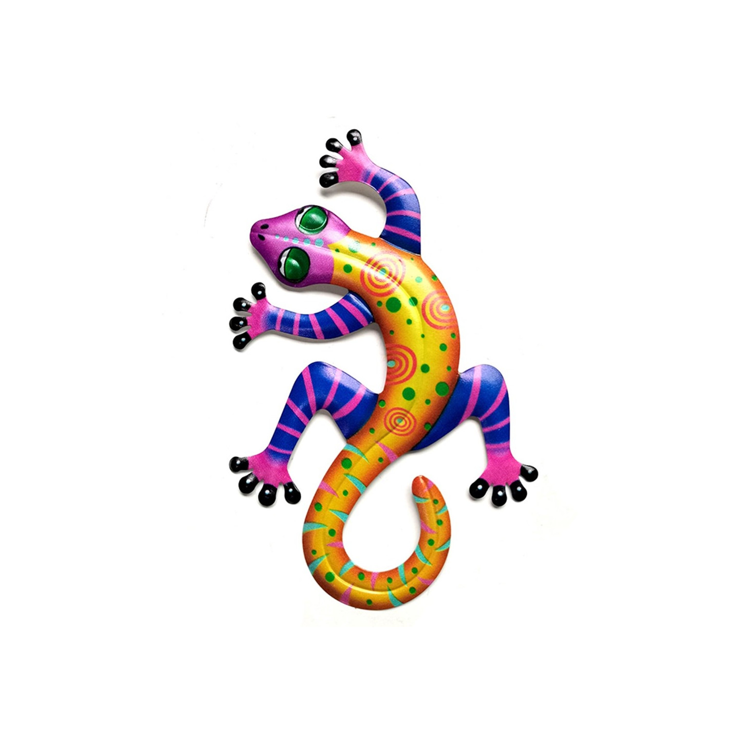 Gecko Lizard Veggklistremerke Hagepynt 14x21.8x0.8cm - Gul