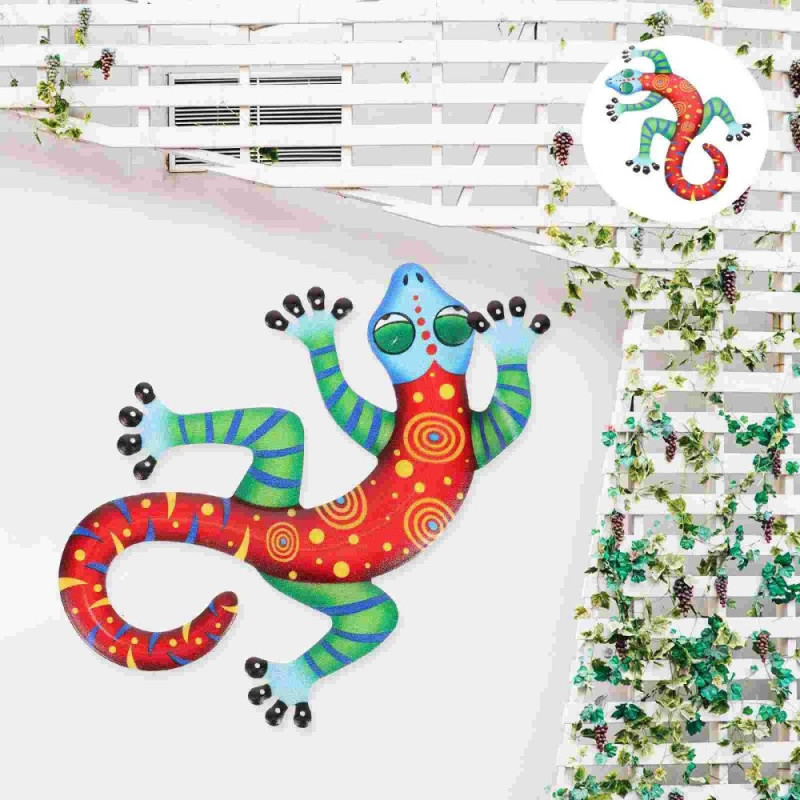 Gecko Lizard Wall Decal Garden Ornament 14x21.8x0.8cm - Blue