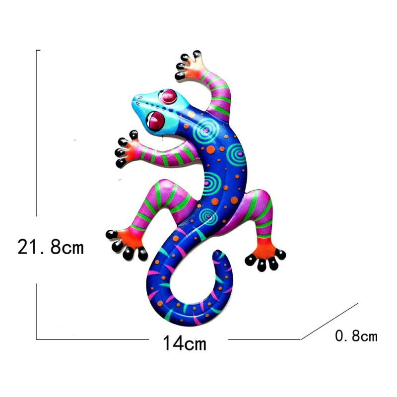 Gecko Lizard Vægskilt Have Ornament 14x21,8x0,8cm - Blå
