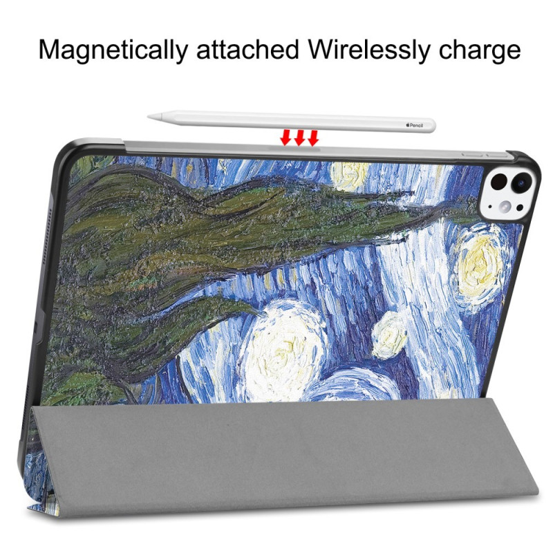 For iPad Pro 11 (2024) Case Tri - fold Stand Tablet Cover - Painting