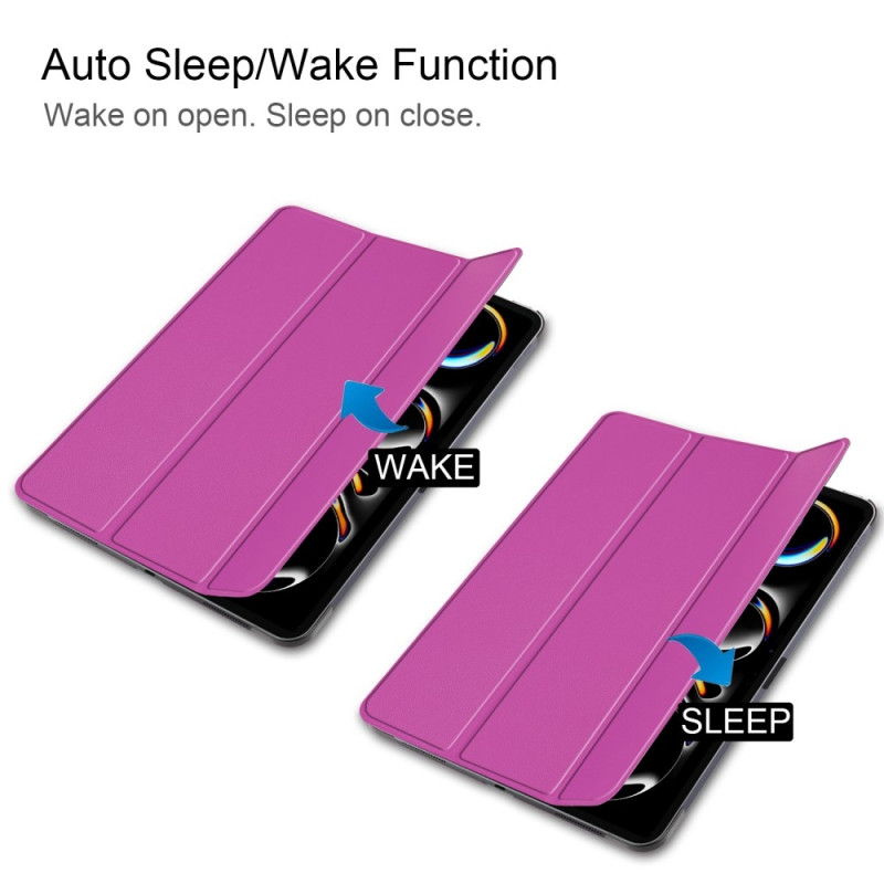 iPad Pro 11 (2024) Kotelo Auto Herää / Nuku Kolminkertainen Taittojalusta Tabletin Suoja - Violetti