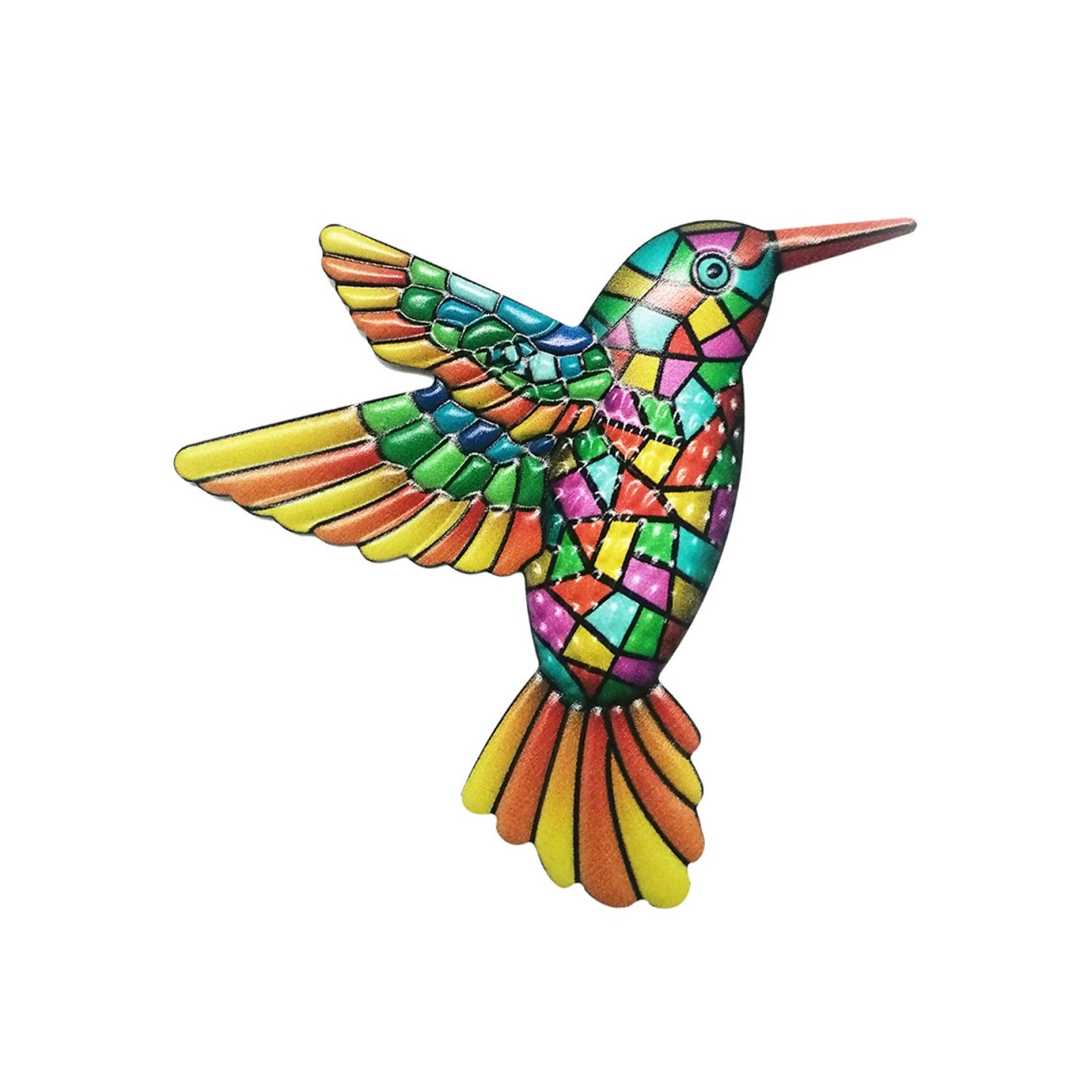 Fugl Hummingbird Vægskilt Have Ornament 12x13,5cm - Orange