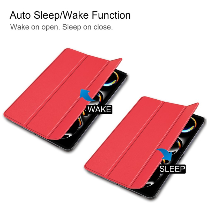 iPad Pro 11 (2024) Kotelo Auto Herää / Nuku Kolminkertainen Taittojalusta Tabletin Suoja - Punainen