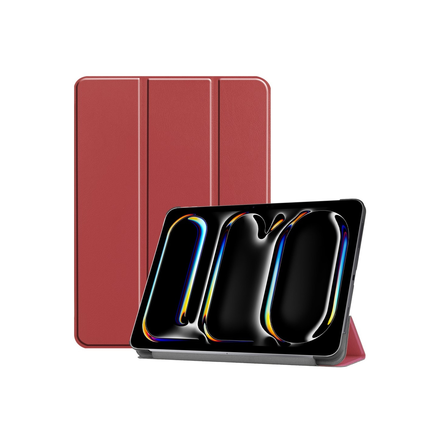 Til iPad Pro 11 (2024) Etui Tre - fold Stativ Tablet Cover - Vinrød