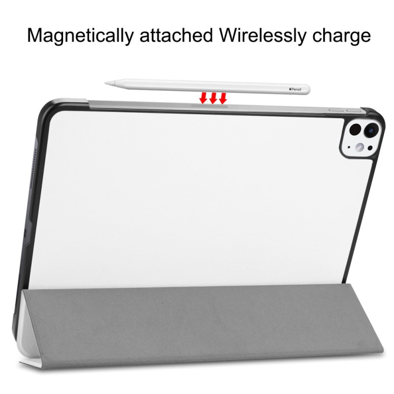 Til iPad Pro 11 (2024) Etui Tre - fold Stativ Tablet Cover - Hvid