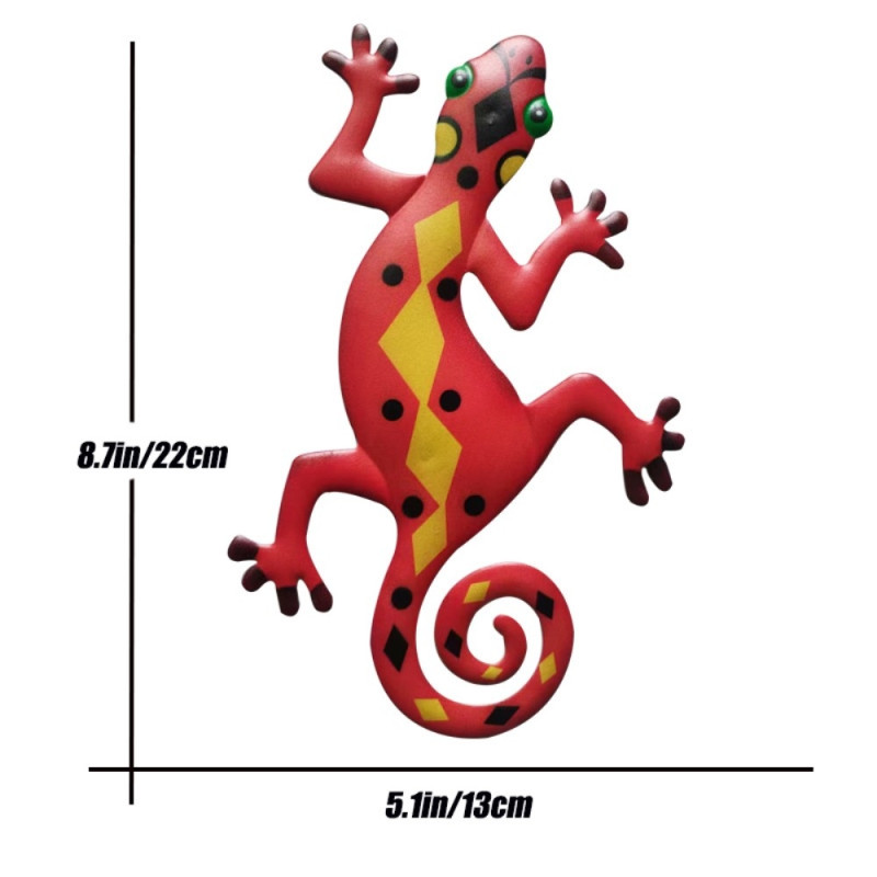 Gecko Lizard Wall Decal Garden Ornament 13x22cm - Red