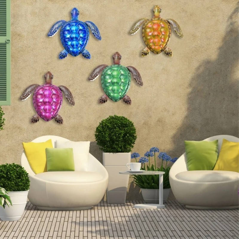 Turtle Wall Decal Garden Ornament 30.3x28x1.8cm - Red