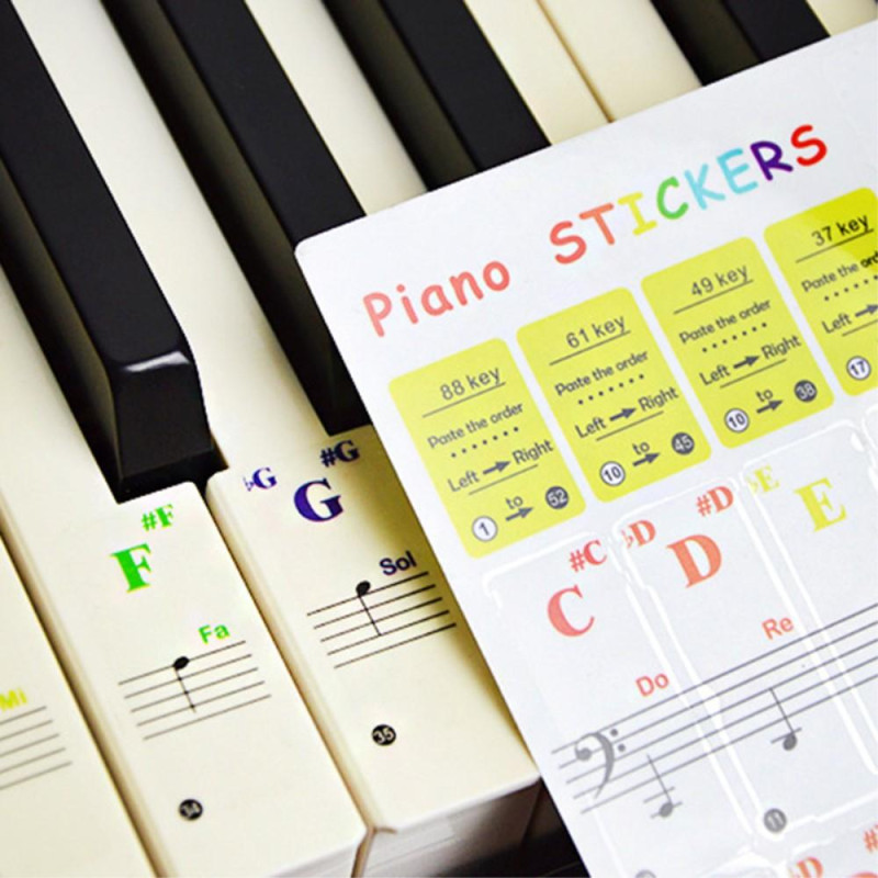 Piano - kosketintarrat 88/61/49/37 näppäimelle Värikäs iso lihavoitu kirjain