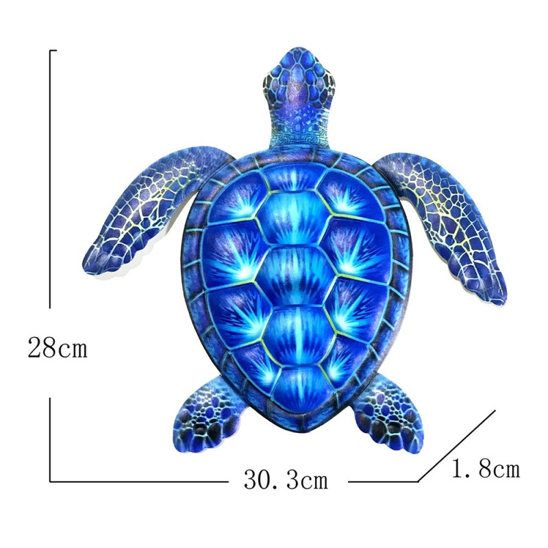 Turtle Wall Decal Garden Ornament 30.3x28x1.8cm - Blue