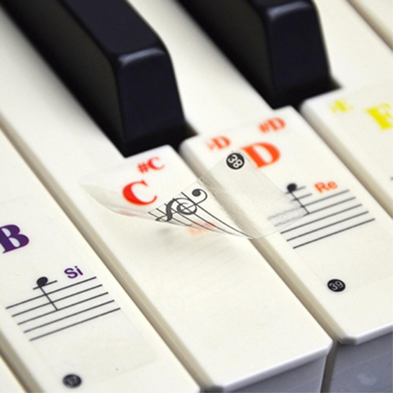 Piano Keyboard Stickers for 88 / 61 / 49 / 37 Key Colorful Large Bold Letter