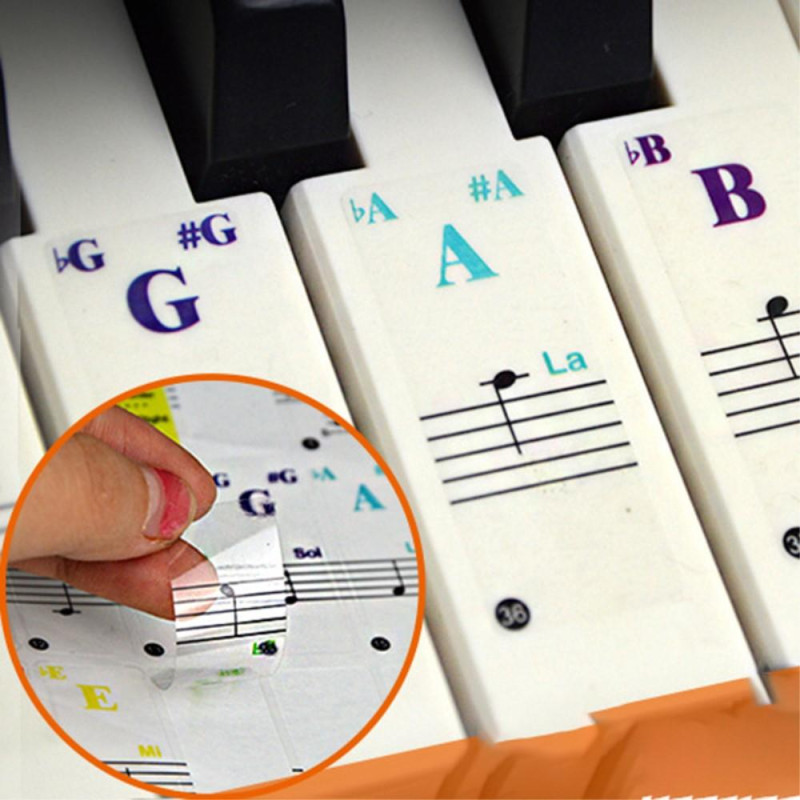 Piano Keyboard Stickers for 88 / 61 / 49 / 37 Key Colorful Large Bold Letter