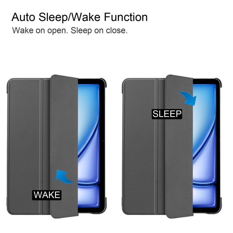 iPad Air 13 (2024) Kotelo Auto Herää / Nuku Kolminkertainen Taittojalusta Tabletin Suoja - Harmaa