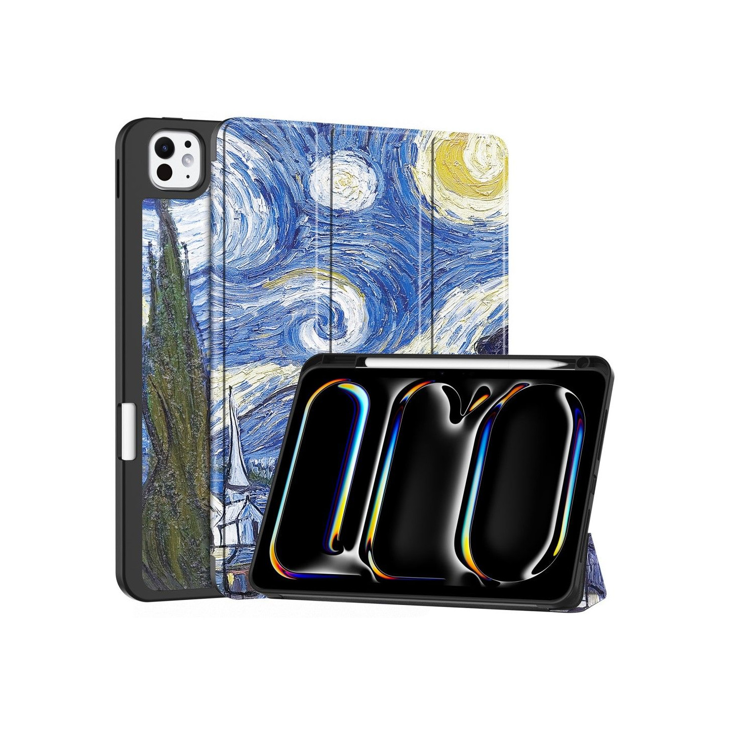 iPad Pro 11 (2024) Kolminkertainen Teline Tabletin Suojakuori Kynäpidikkeellä - Painting