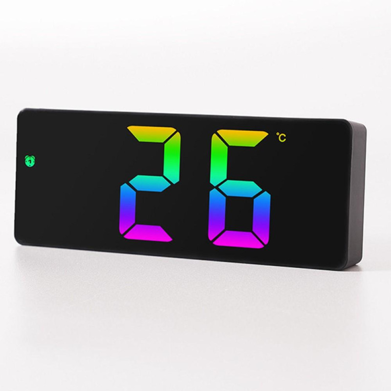 LED - klokke elektronisk digital vekkerklokke fargerik 12/24H skjerm