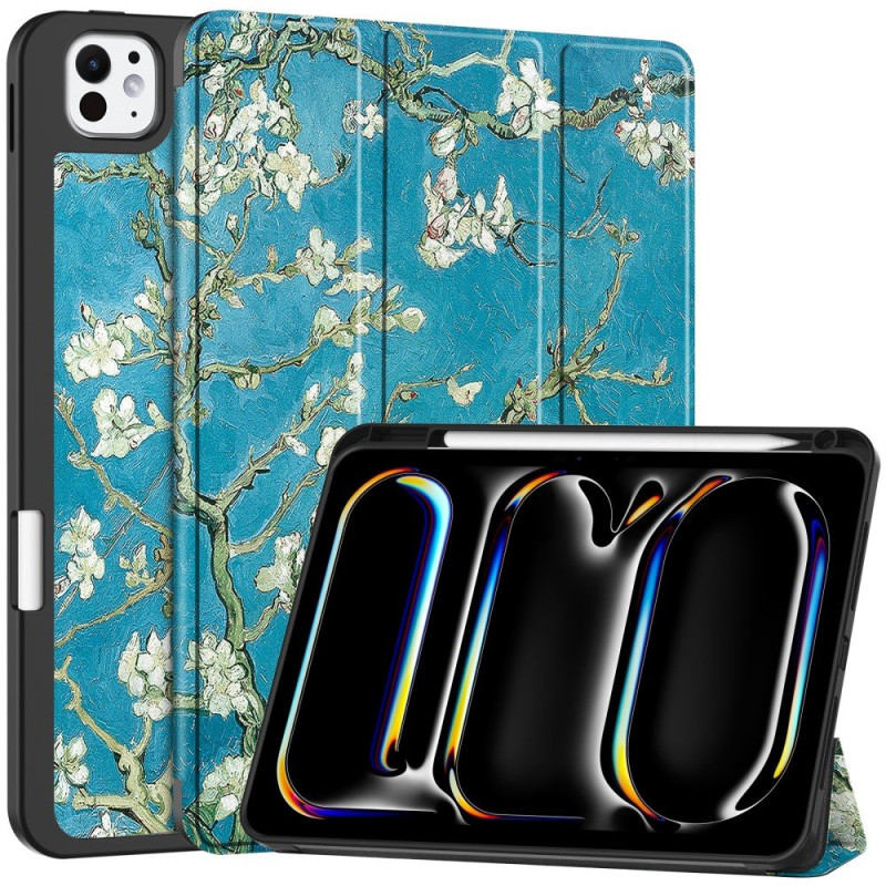 Til iPad Pro 11 (2024) Slim Fit Trifoldbart deksel Pennebrett - Blossom