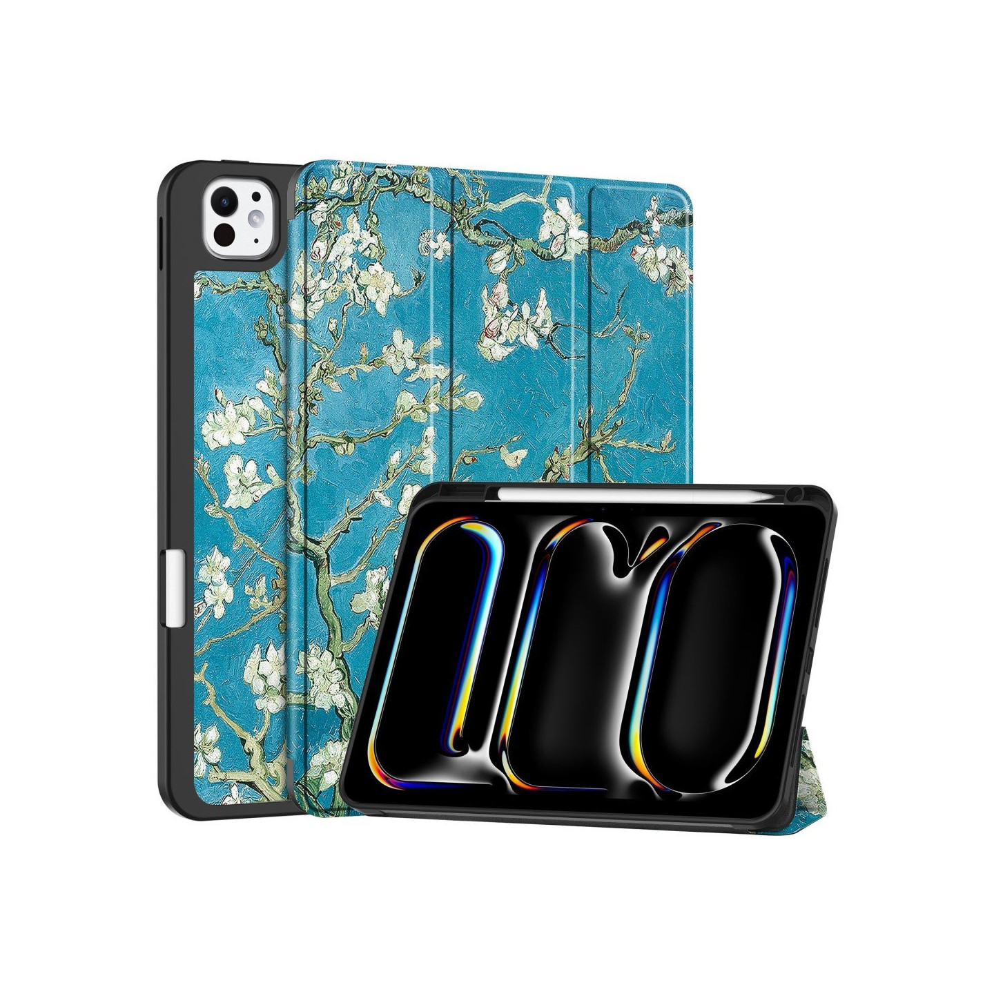 iPad Pro 11 (2024) Kolminkertainen Teline Tabletin Suojakuori Kynäpidikkeellä - Blossom