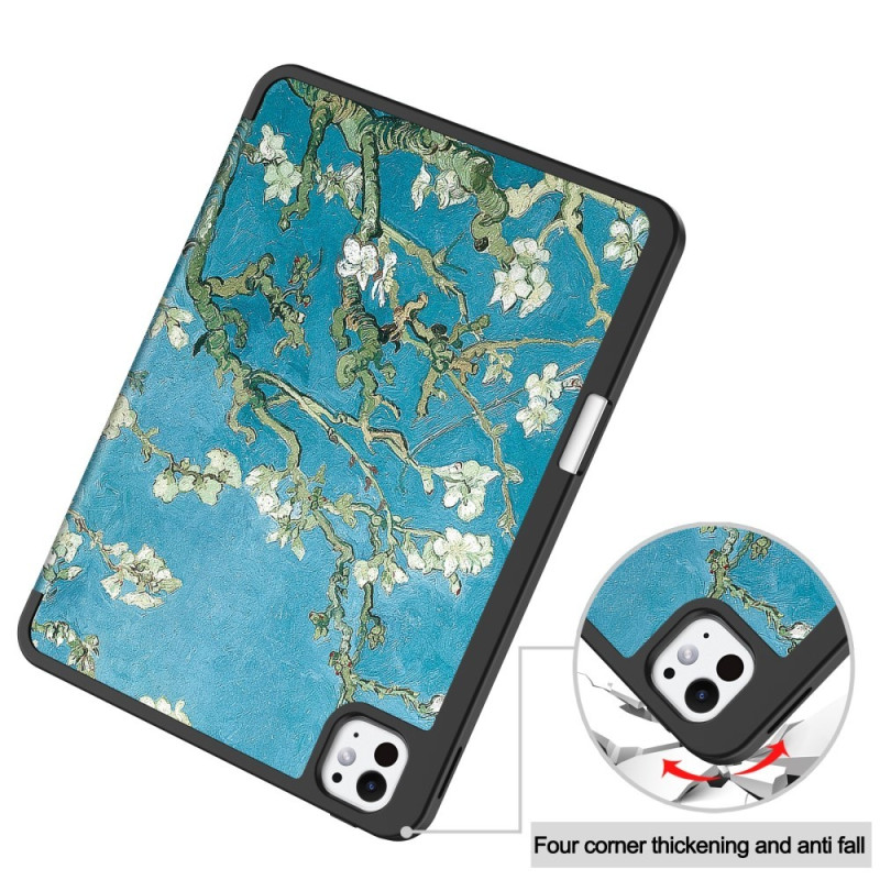 Til iPad Pro 11 (2024) Etui Tre - fold Stativ Tablet Cover med Pen Holder - Blossom