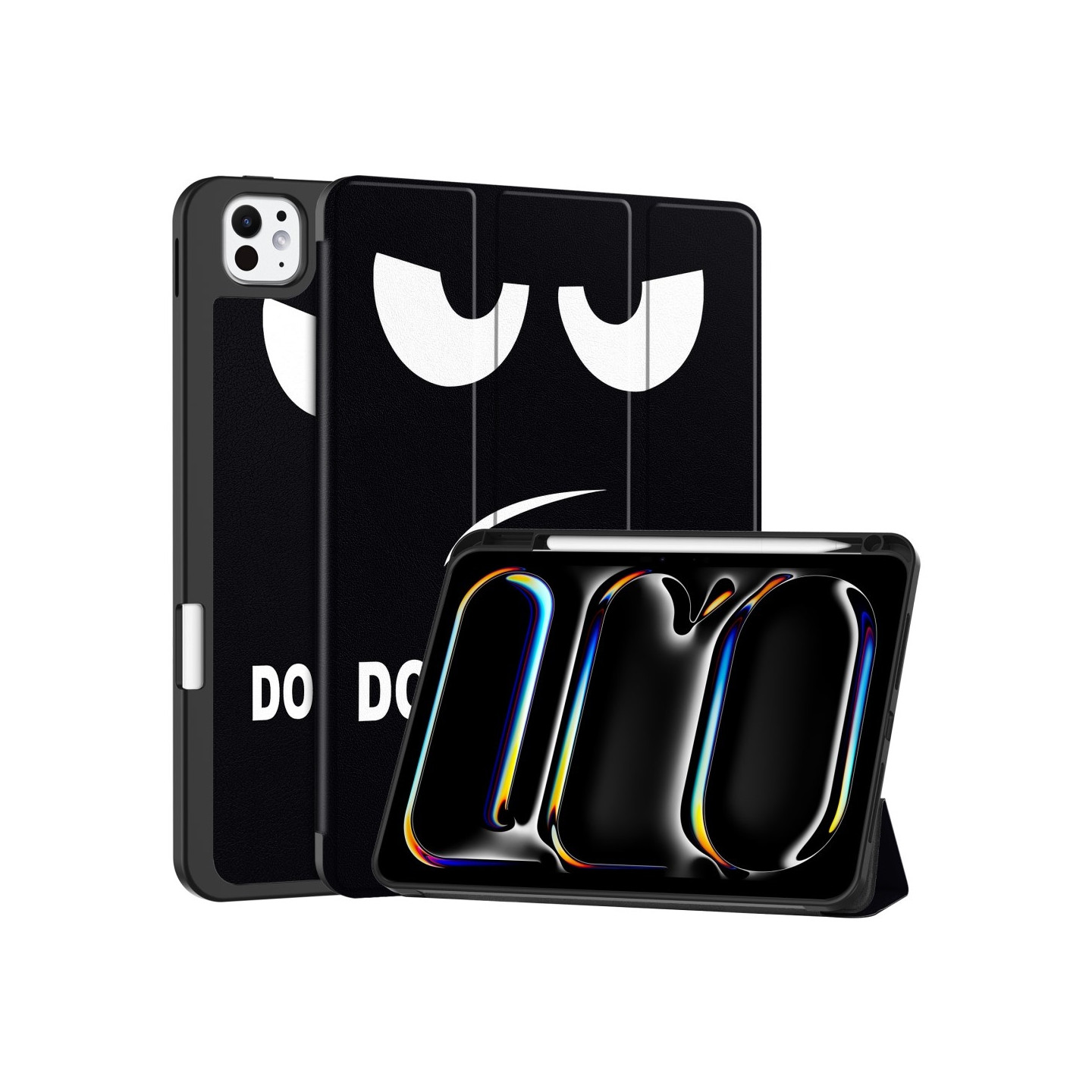 Til iPad Pro 11 (2024) Etui Tre - fold Stativ Tablet Cover med Pen Holder - Don't Touch