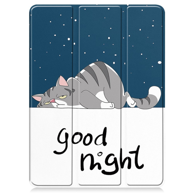 Til iPad Pro 11 (2024) Etui Tre - fold Stativ Tablet Cover med Pen Holder - Cat