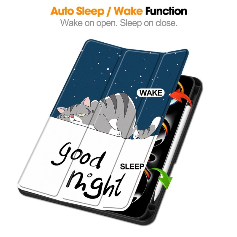 Til iPad Pro 11 (2024) Slim Fit Trifoldbart deksel Pennebrett — Cat