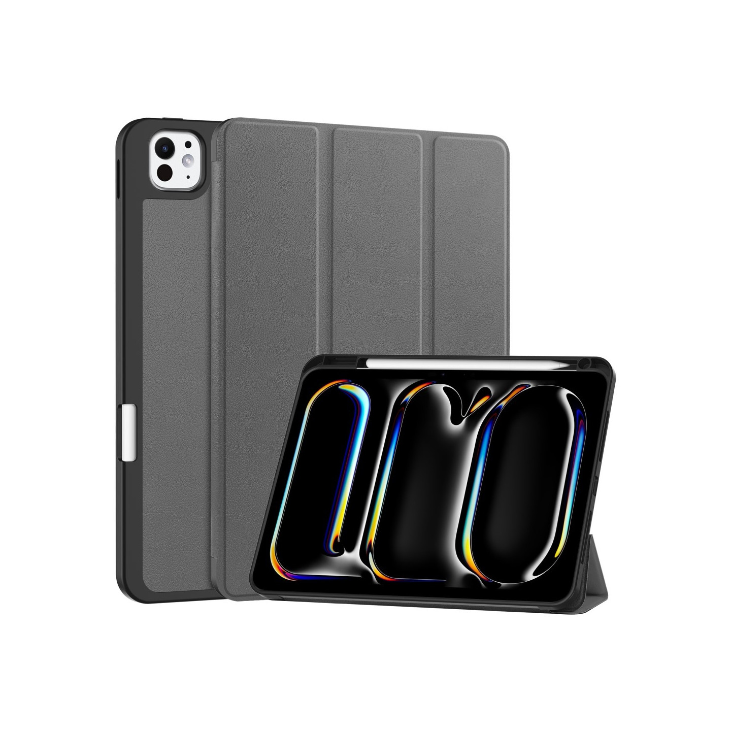 Til iPad Pro 11 (2024) Slim Fit Tri - Foldbart Etui Pennebrett - Grå