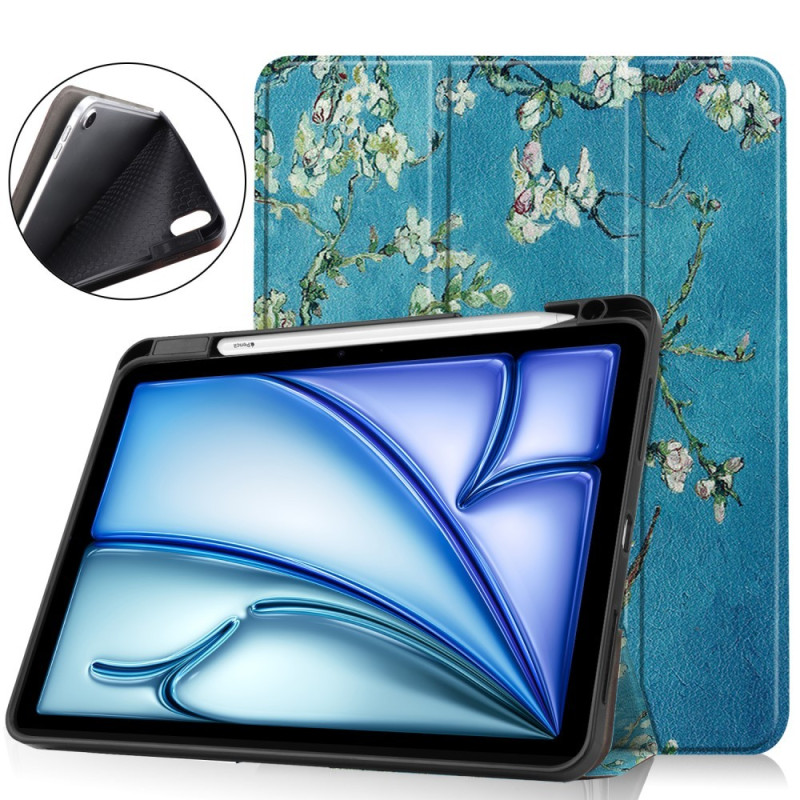 Til iPad Air 11 (2024) Slim Fit Trifoldbart deksel Pennebrett - Blossom