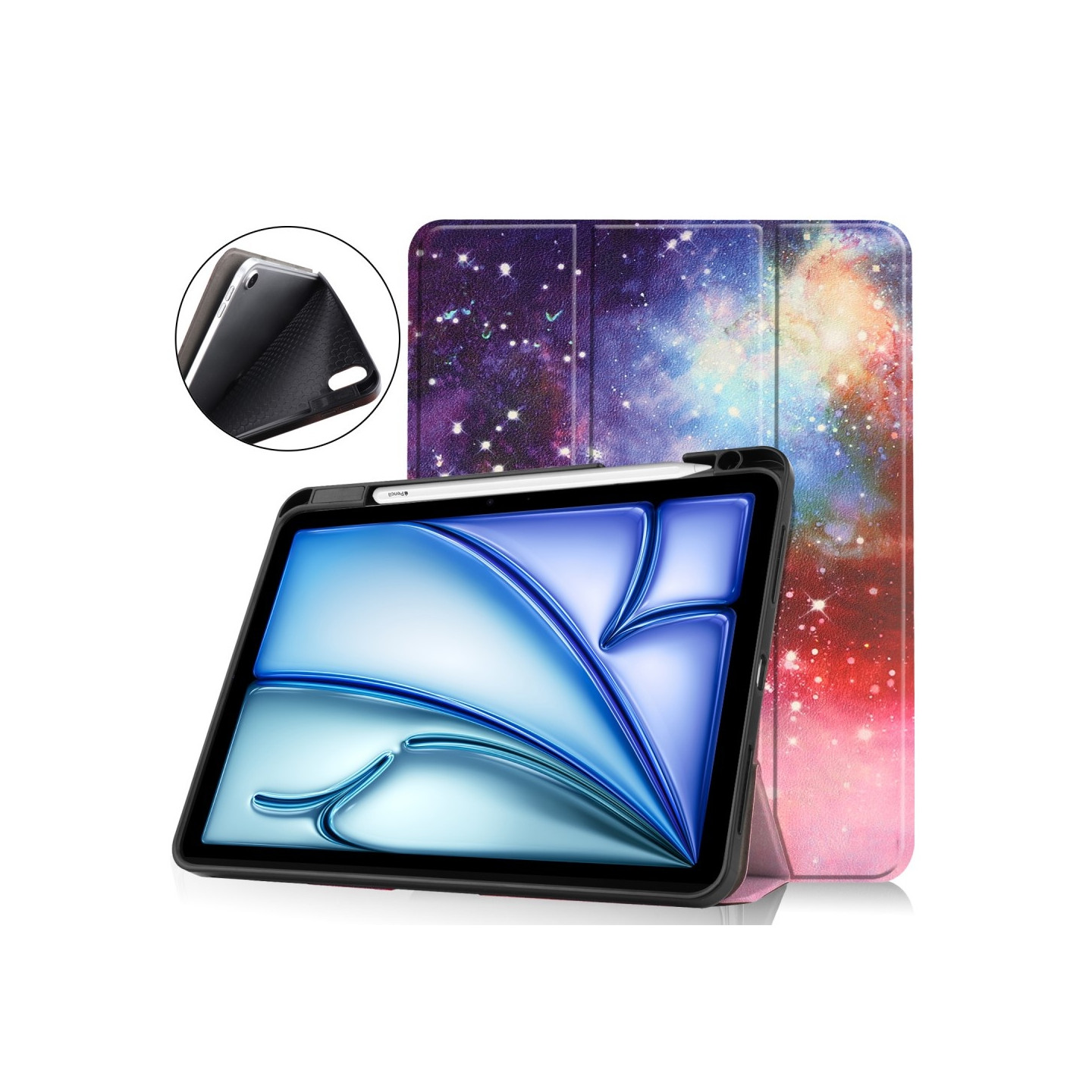 Til iPad Air 11 (2024) Slim Fit Trifoldbart deksel Pennebrett - Galaxy