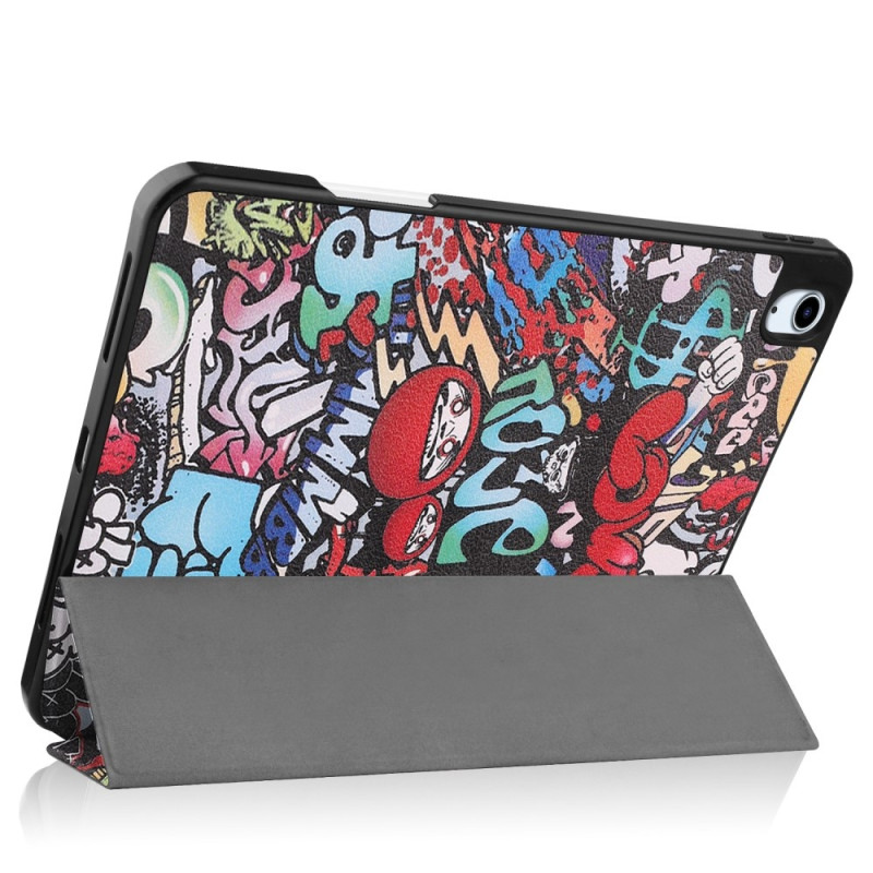 For iPad Air 11 (2024) Case Tri - fold Stand Tablet Cover with Pen Slot - Graffiti